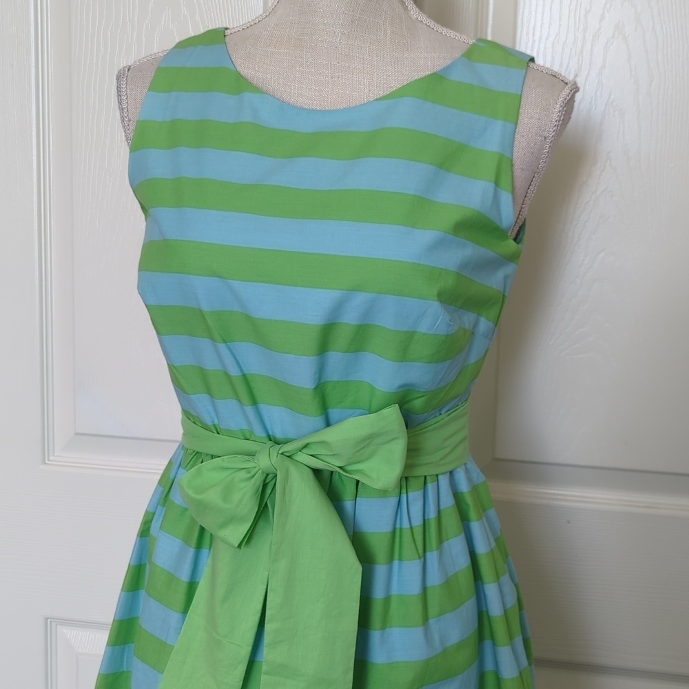 Garnet Hill Aqua and Lime Dress - Picture 2 of 7
